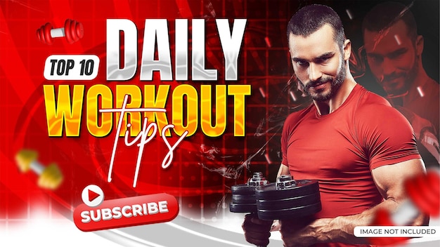 Plantilla de banner web y miniatura de youtube de gimnasio de fitness
