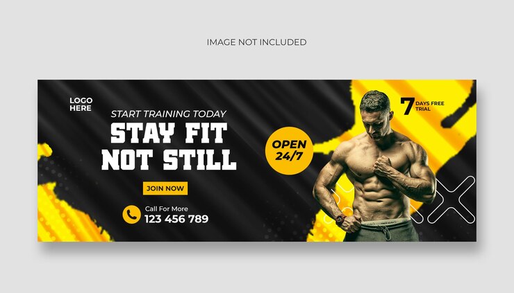 Plantilla de banner web y portada de facebook de fitness gym