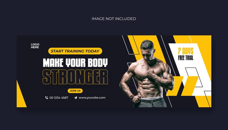 Plantilla de banner web y portada de facebook de fitness gym