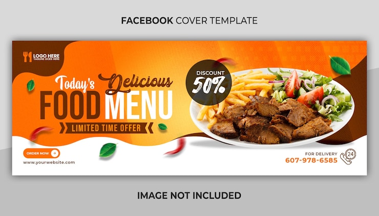 PSD plantilla de banner web y portada de facebook de menú de comida deliciosa