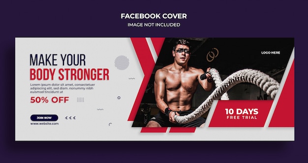 Plantilla de banner web y portada de facebook promocional de gimnasio y fitness