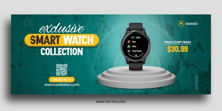 Plantilla de banner web de portada de Facebook de venta de relojes inteligentes