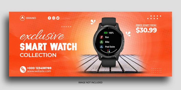 Plantilla de banner web de portada de Facebook de venta de relojes inteligentes