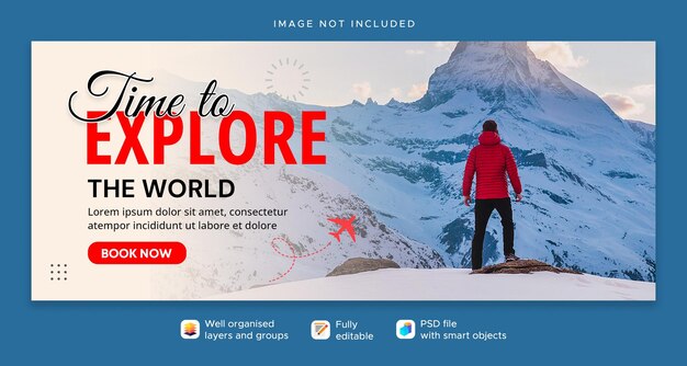 Plantilla de banner web de portada de Facebook de viajes y turismo