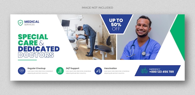 PSD plantilla de banner web y portada de línea de tiempo de facebook de atención médica médica