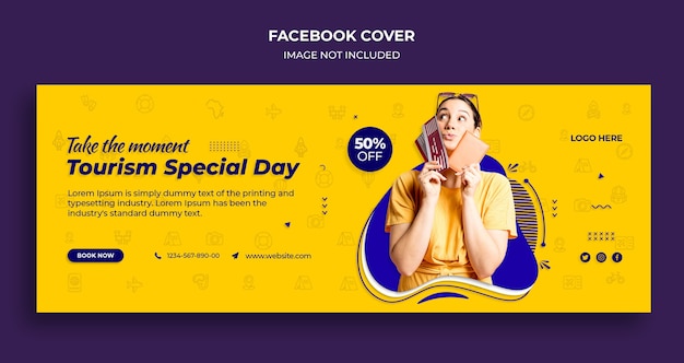 Plantilla de banner web y portada de la línea de tiempo de Facebook del día especial de turismo