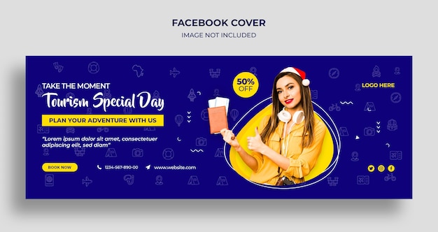 Plantilla de banner web y portada de la línea de tiempo de Facebook del día especial de turismo