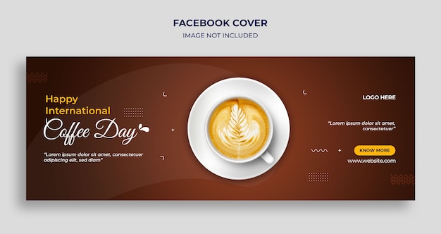 Plantilla de banner web y portada de la línea de tiempo de Facebook del día internacional del café