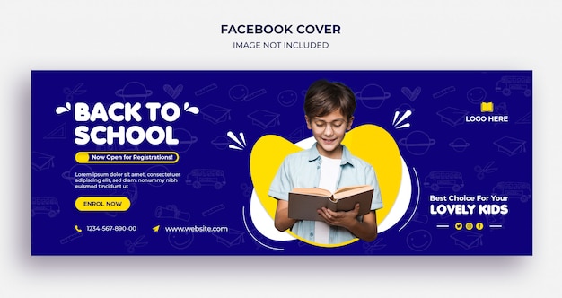 Plantilla de banner web y portada de línea de tiempo de facebook de regreso a la escuela