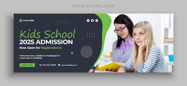 PSD plantilla de banner web y portada de línea de tiempo de facebook de regreso a la escuela