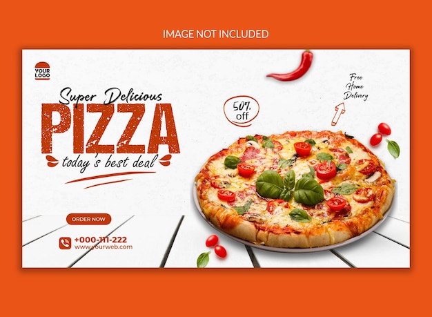Plantilla de banner web de redes sociales de pizza súper deliciosa
