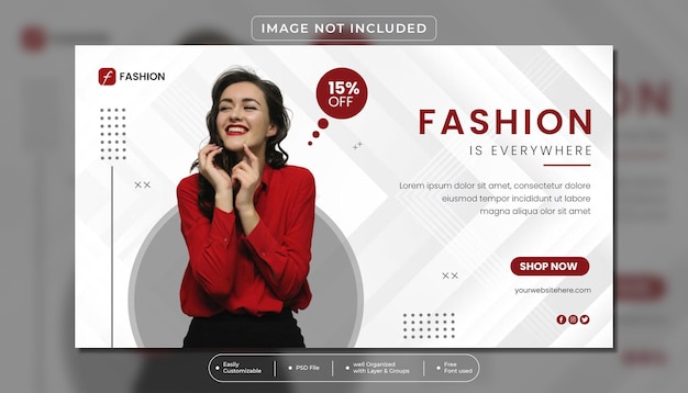 PSD plantilla de banner web de redes sociales para tienda de compras de moda
