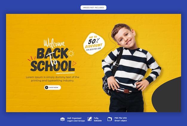 plantilla de banner web de regreso a la escuela