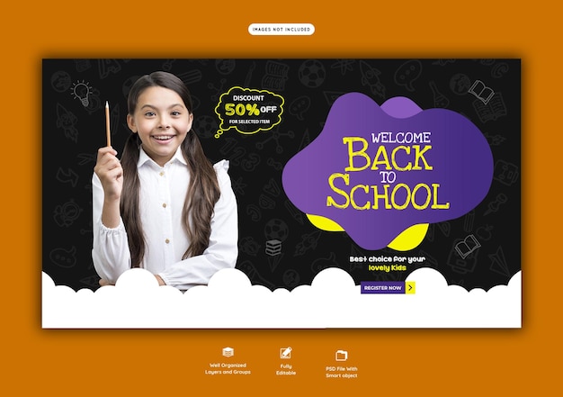 PSD plantilla de banner web de regreso a la escuela