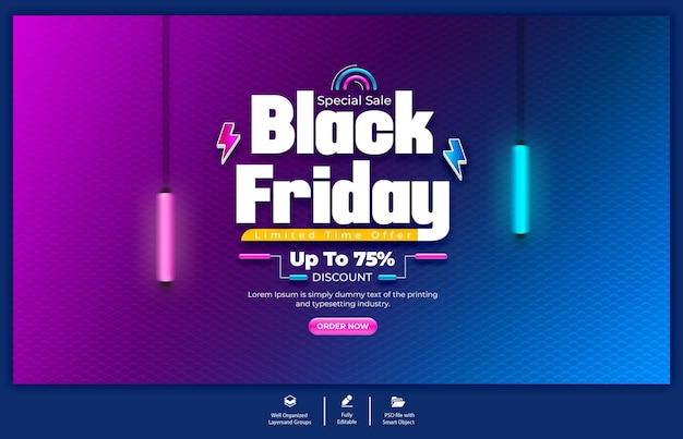 plantilla de banner web de la súper venta del viernes negro de PSD