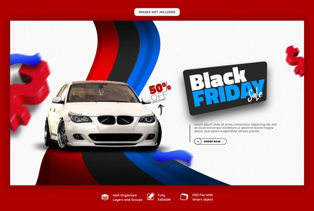 PSD plantilla de banner web de super venta de viernes negro