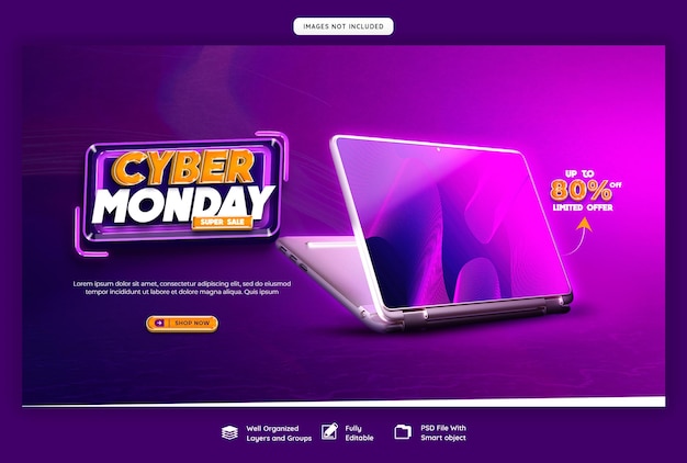 plantilla de banner web de la venta del Cyber Lunes