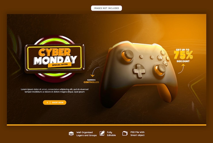 PSD plantilla de banner web de la venta del cyber lunes