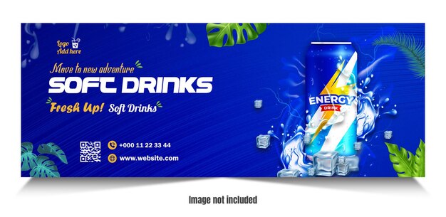 Plantilla de banner web de venta flash para promoción anuncios de refrescos con cubos de hielo congelados diseño de anuncio de banner