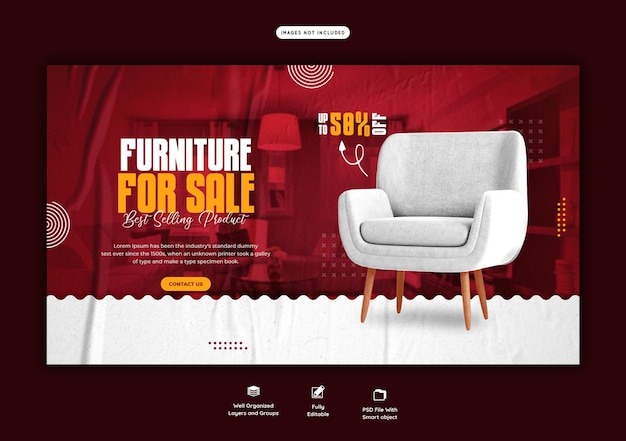 PSD plantilla de banner web de venta de muebles