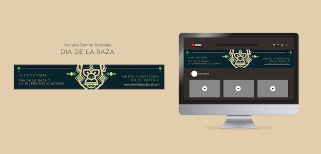 PSD plantilla de banner de youtube de celebración del día de la raza