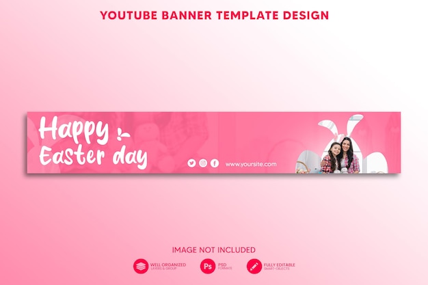 Plantilla de banner de youtube para celebración de pascua