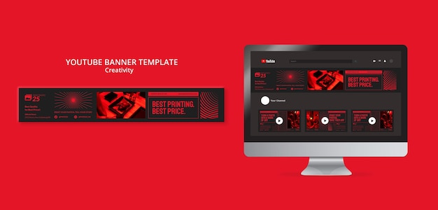 Plantilla de banner de youtube de concepto de creatividad