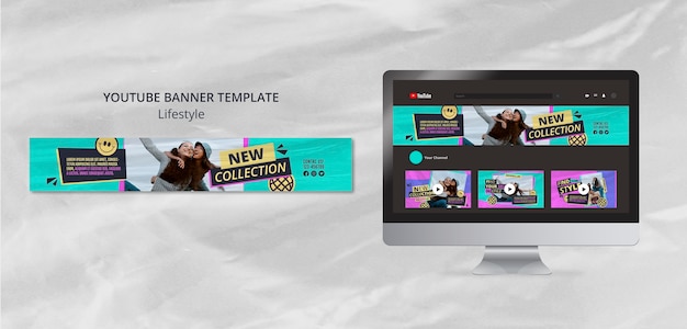 Plantilla de banner de youtube de concepto de estilo de vida