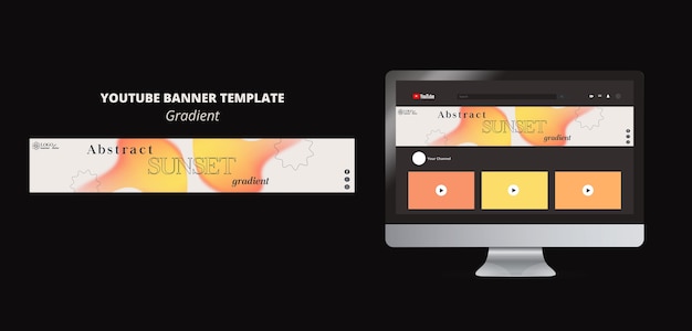 PSD plantilla de banner de youtube de formas degradadas