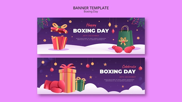 PSD plantilla de banners horizontales de descuentos de boxing day