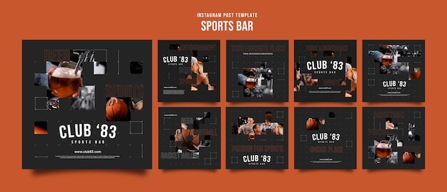 PSD plantilla de bar deportivo de diseño plano