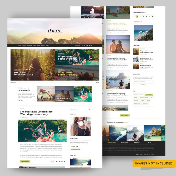 PSD plantilla de blog de agencia de viajes y turismo premium psd