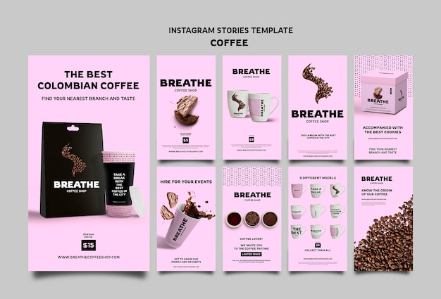 Plantilla de café de instagram de diseño plano