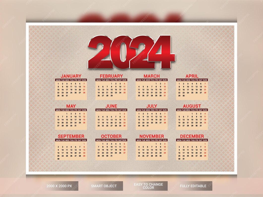 Plantilla de calendario 2024 Archivo PSD Premium