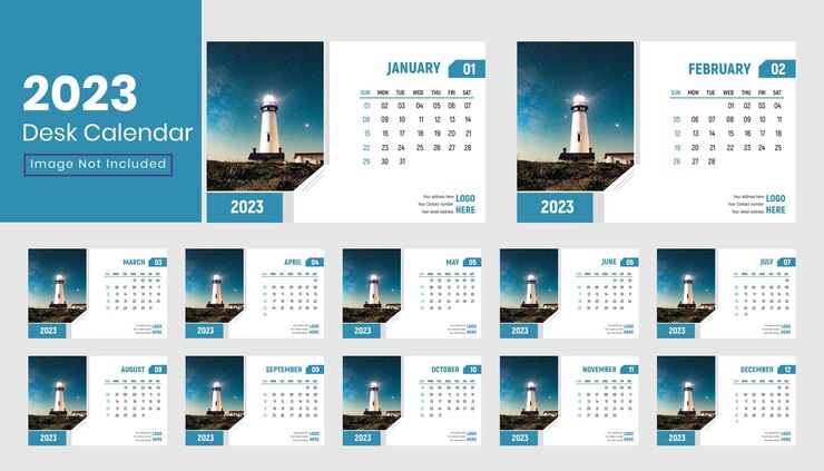 Plantilla de calendario de escritorio para 2023