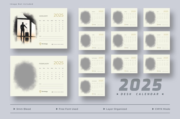 plantilla de calendario de escritorio de 2025 plantilla de planificador mensual de calendario de oficina de negocios corporativo de 2025