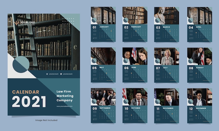 PSD plantilla de calendario de pared de bufete de abogados