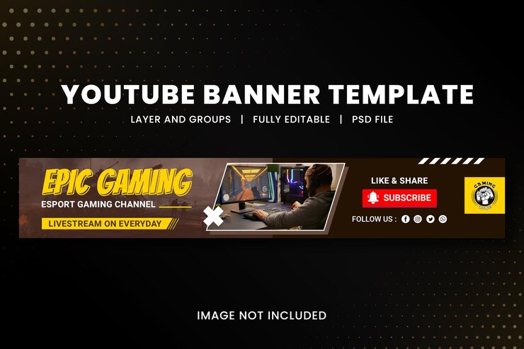 PSD plantilla de canal de banner de youtube de música