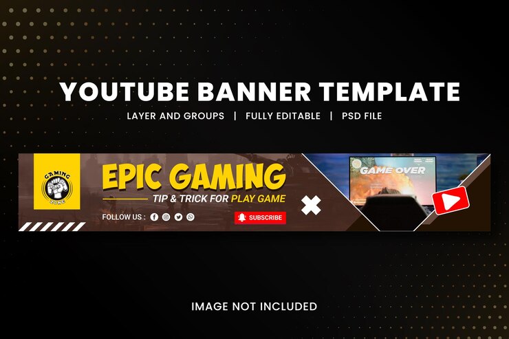 PSD plantilla de canal de banner de youtube de música