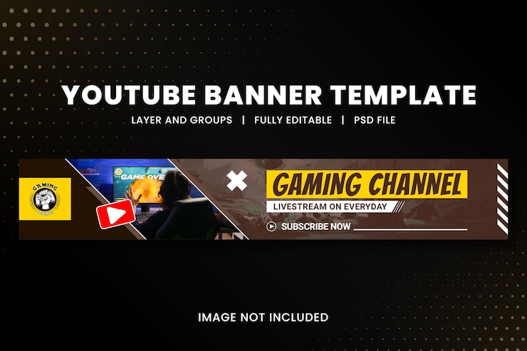PSD plantilla de canal de banner de youtube de música