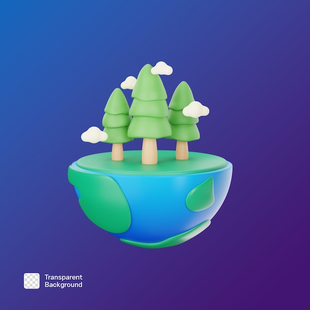 plantilla de carácter PNG de icono de la tierra natural en 3D