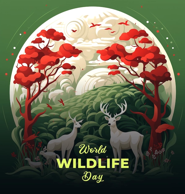 PSD plantilla de cartel para el día mundial de la vida silvestre