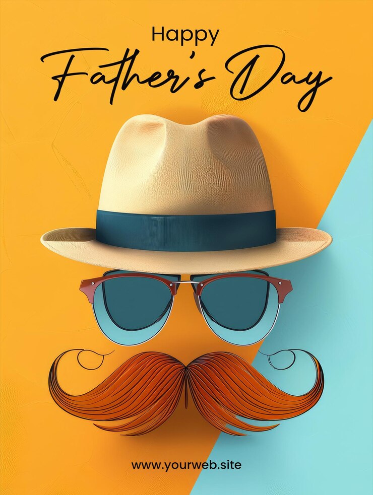 plantilla de cartel para felicitaciones en el Día del Padre con un fondo de ilustración del padre