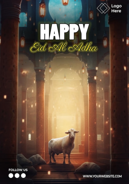 Plantilla de cartel feliz Eid Al Adha editable