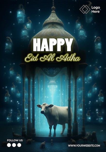 Plantilla de cartel feliz eid al adha editable