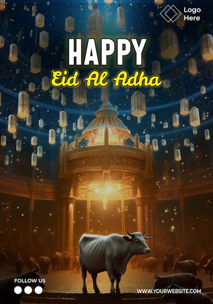 Plantilla de cartel feliz Eid Al Adha editable