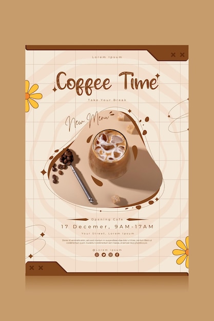 plantilla de cartel de la hora del café