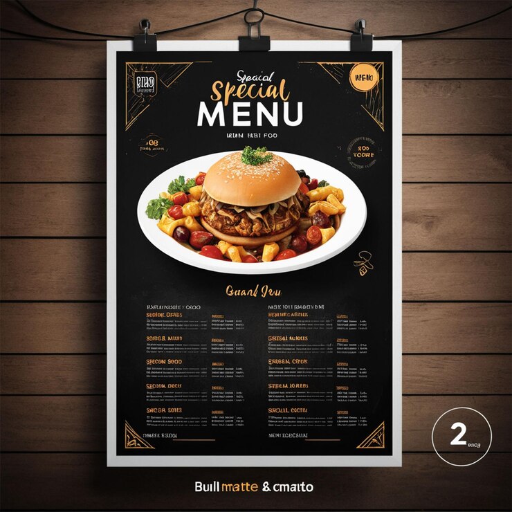 PSD plantilla de cartel de menú especial de un restaurante