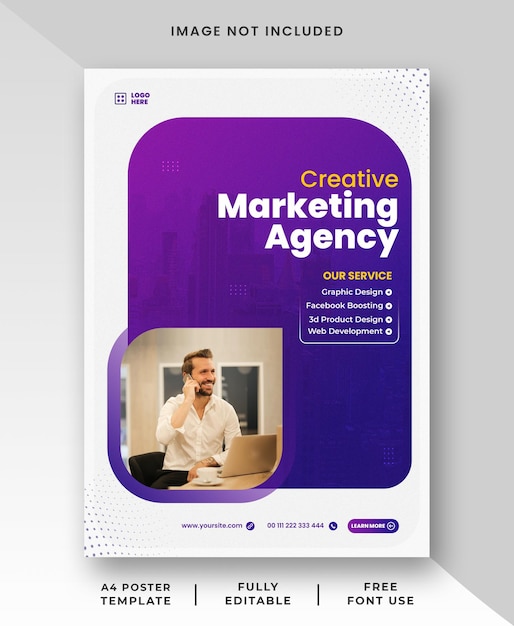 plantilla de cartel o folleto de la agencia de marketing creativo