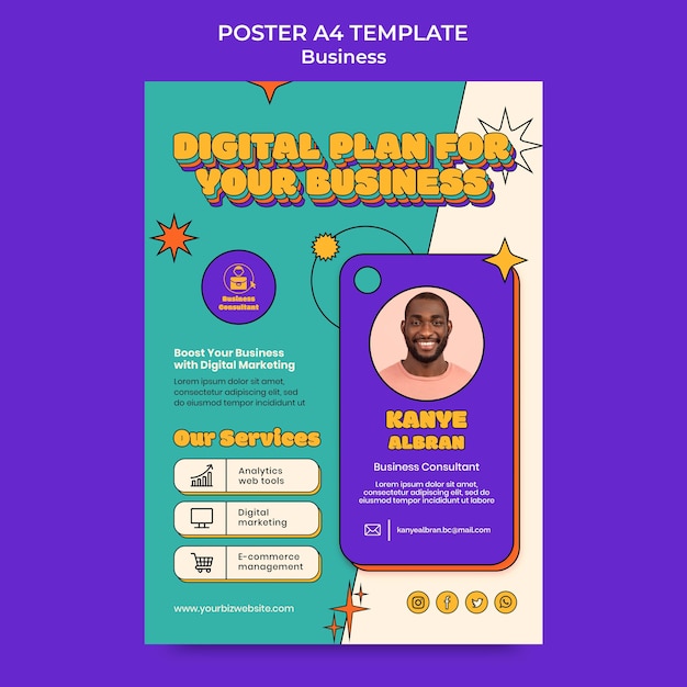 PSD plantilla de cartel de plan digital para negocios